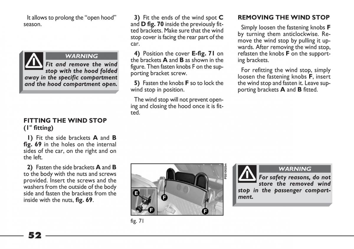 Fiat Barchetta owners manual / page 53