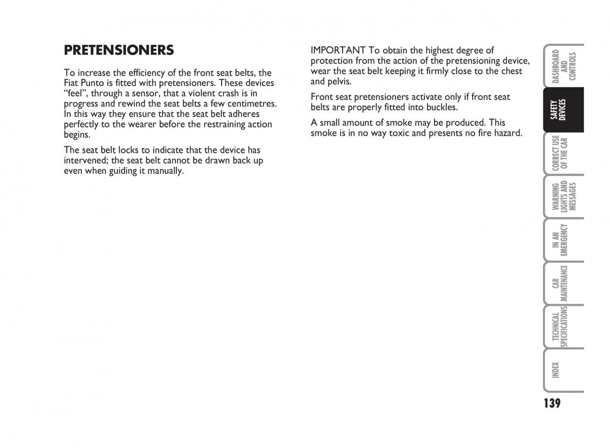 Fiat Punto II 2 owners manual / page 140