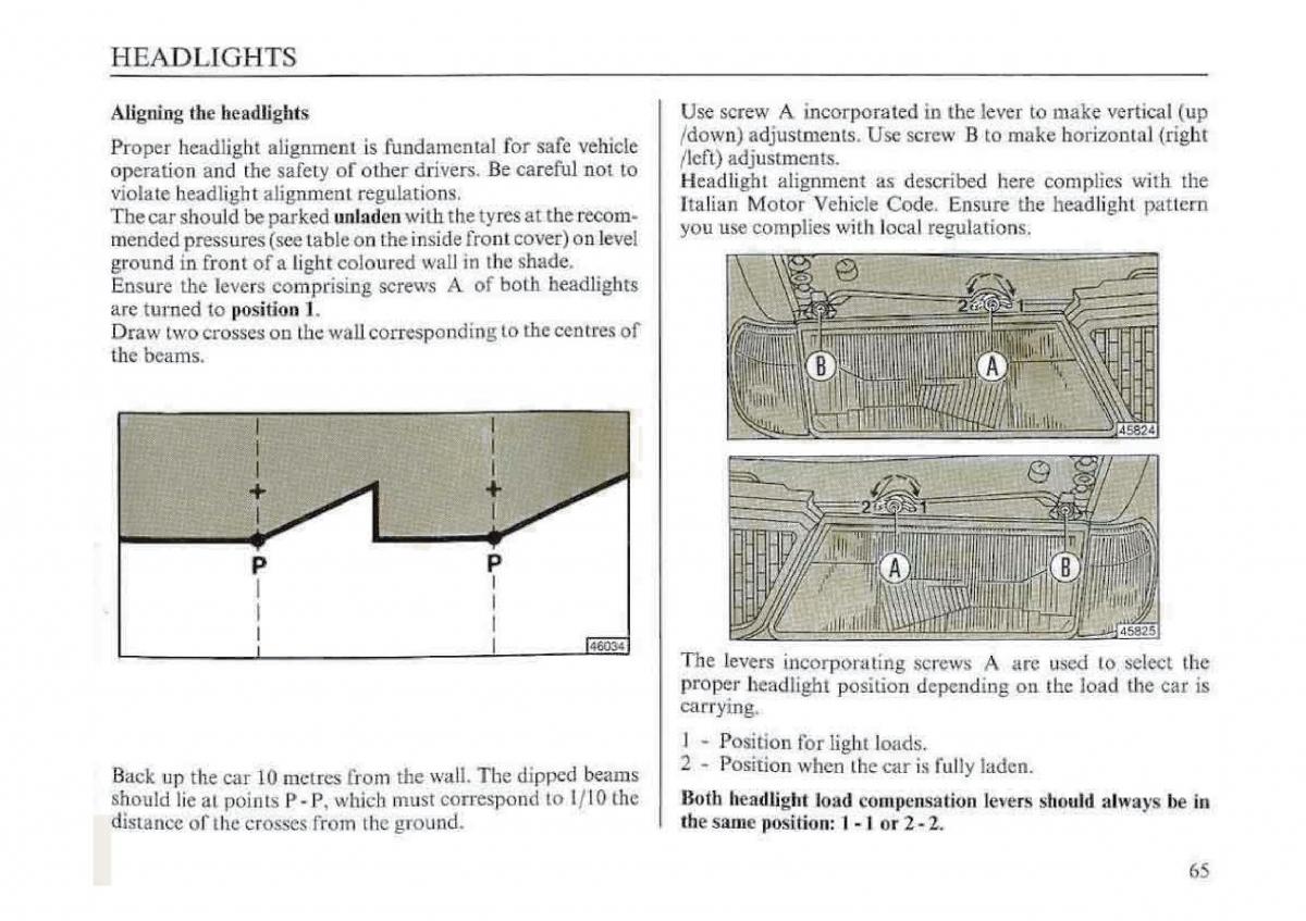 Lancia Dedra owners manual / page 68