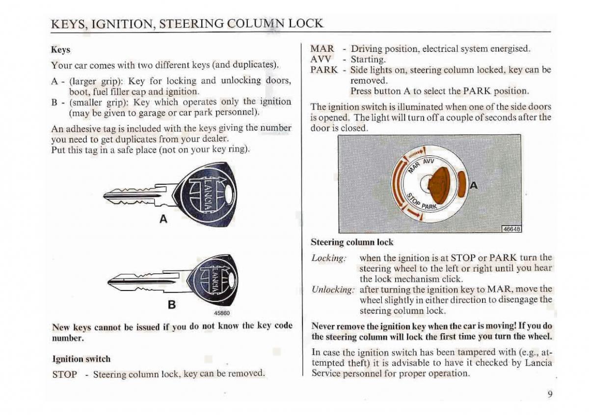 manual  Lancia Dedra owners manual / page 12