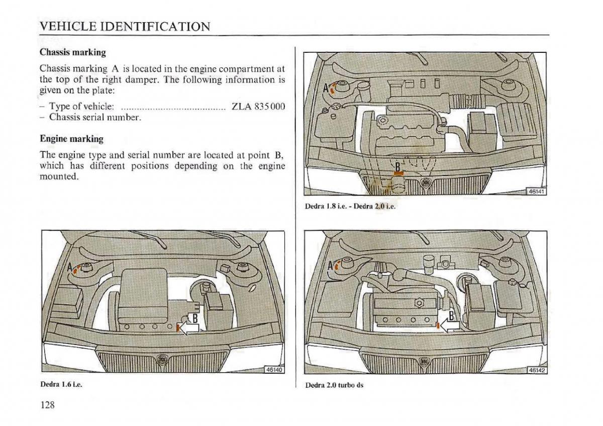 Lancia Dedra owners manual / page 130