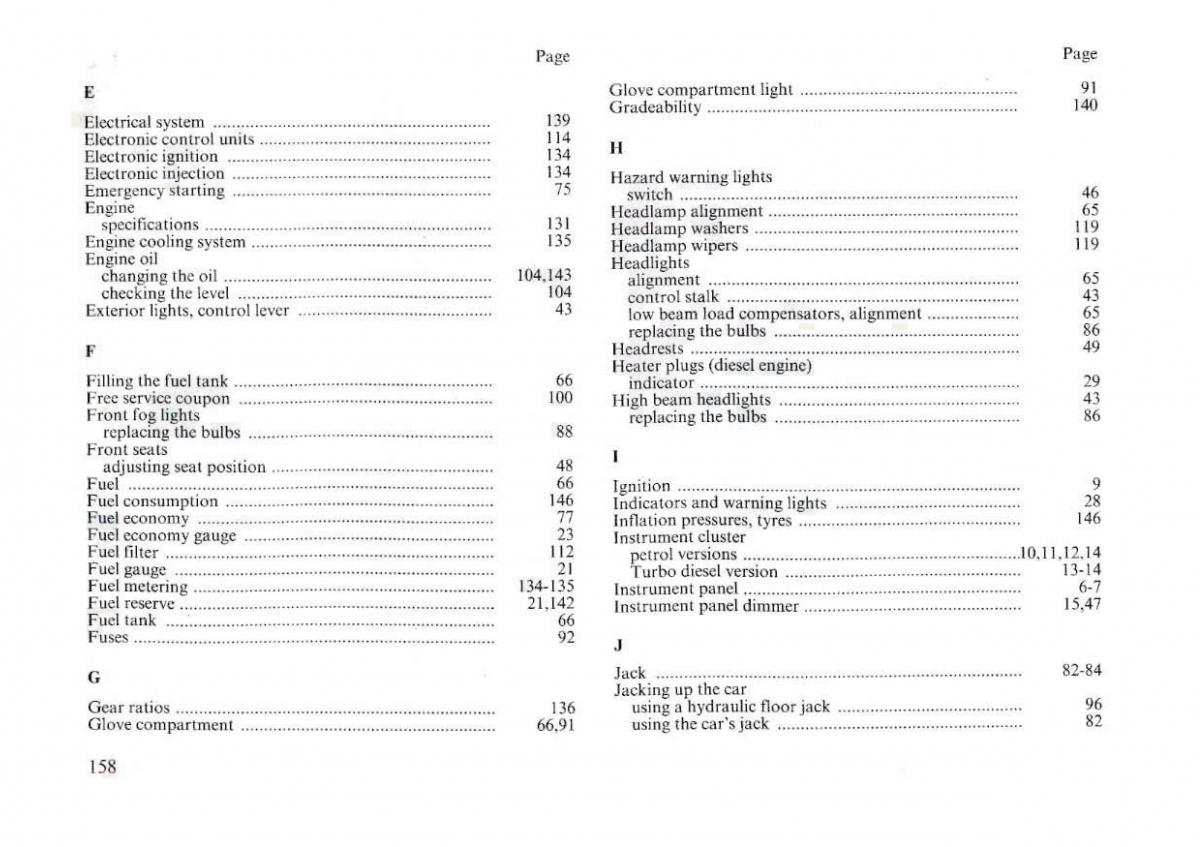 manual  Lancia Dedra owners manual / page 160