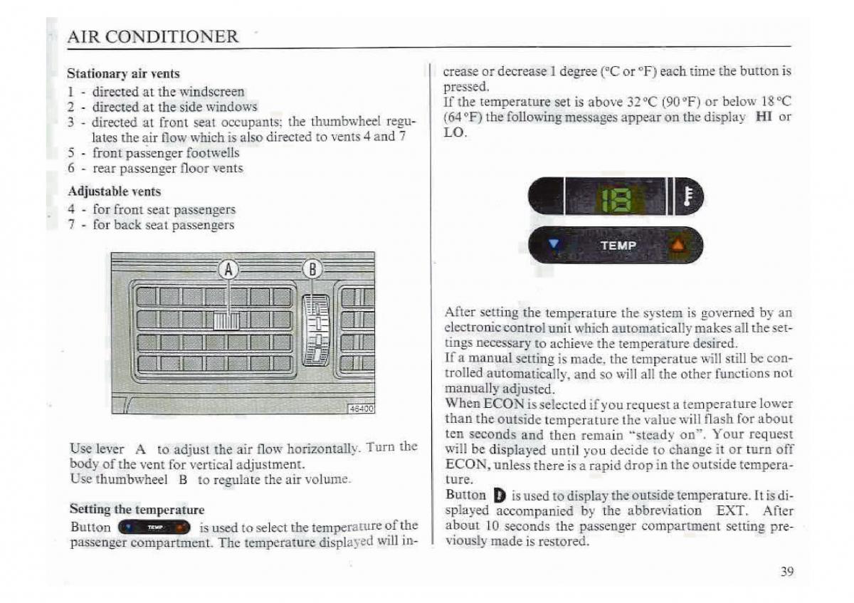 Lancia Dedra owners manual / page 42