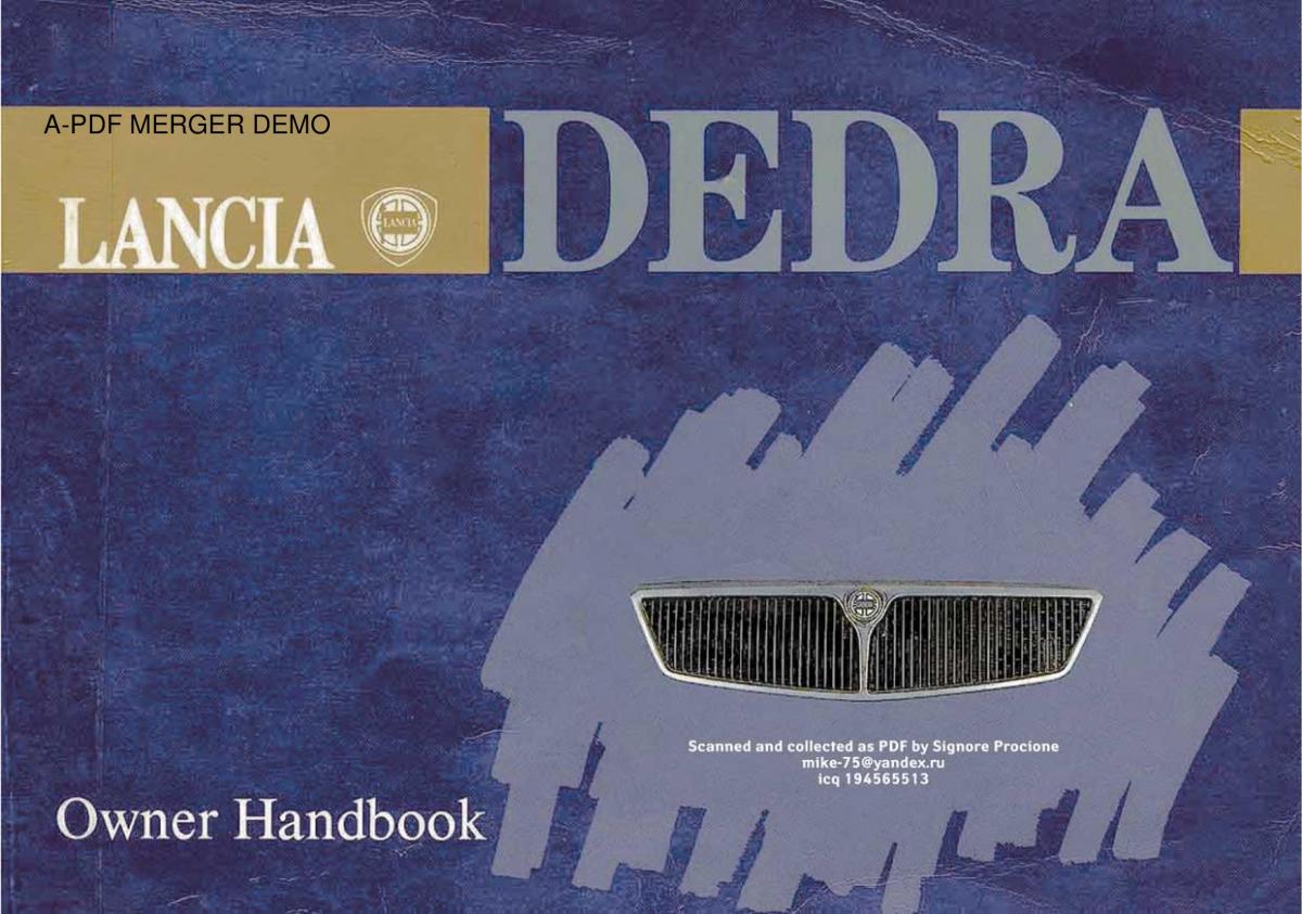 Lancia Dedra owners manual / page 1