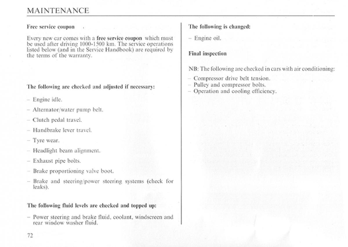 Lancia Delta I 1 owners manual / page 72