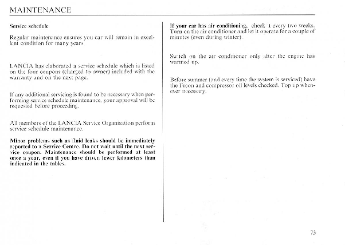 Lancia Delta I 1 owners manual / page 73