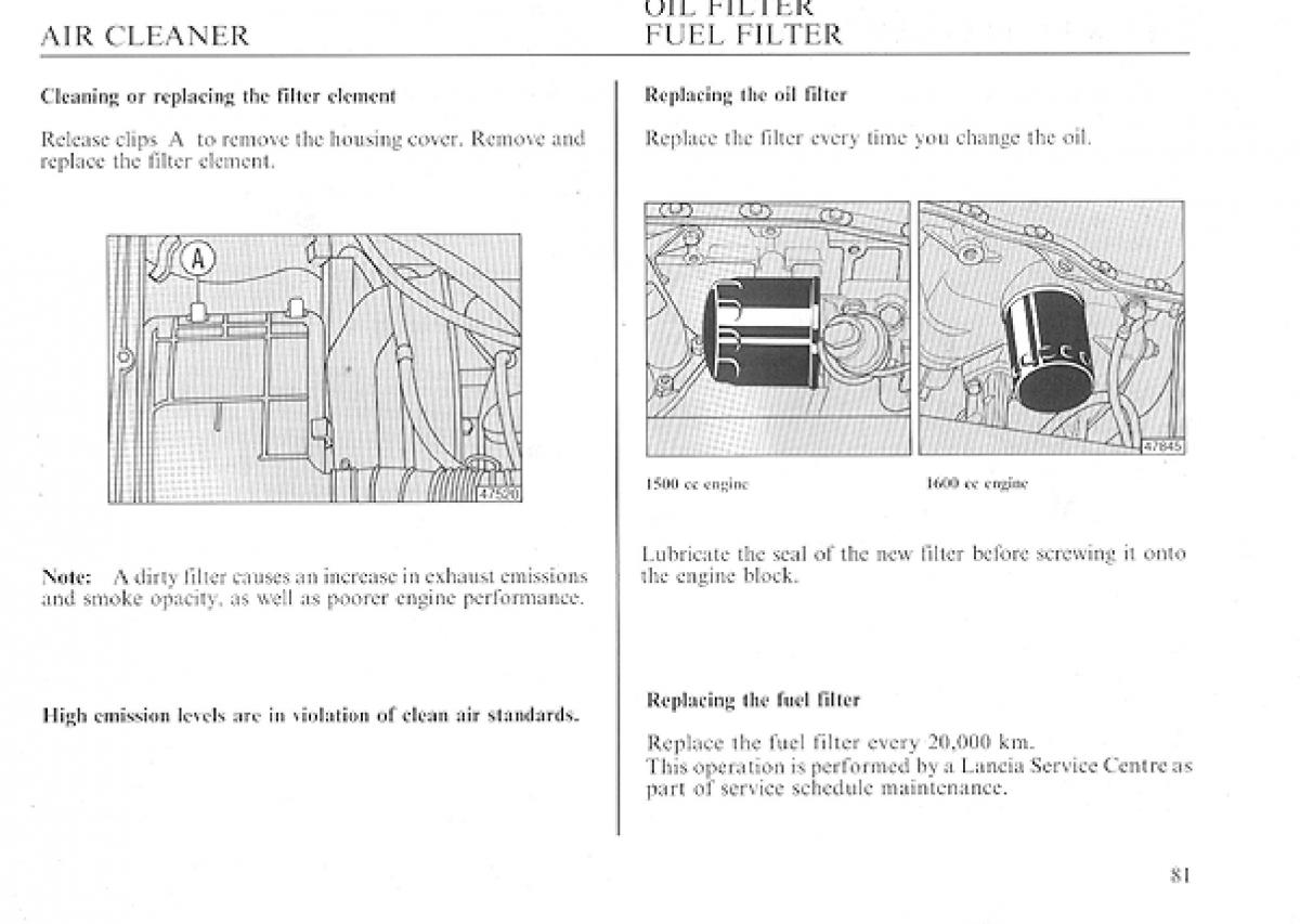 Lancia Delta I 1 owners manual / page 81