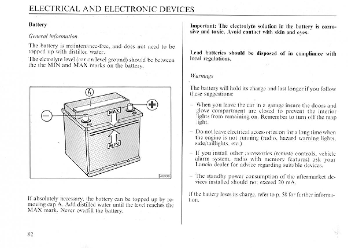 Lancia Delta I 1 owners manual / page 82