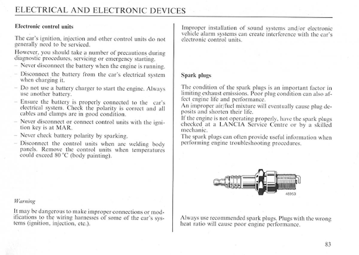 Lancia Delta I 1 owners manual / page 83