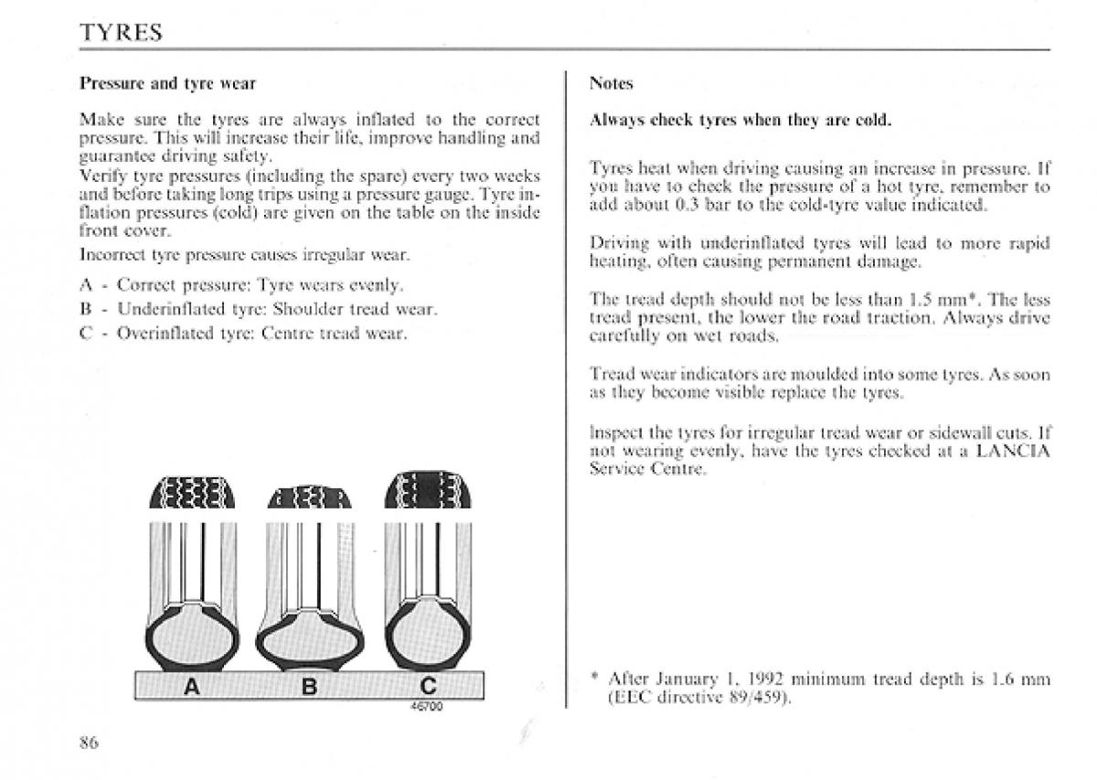 Lancia Delta I 1 owners manual / page 86