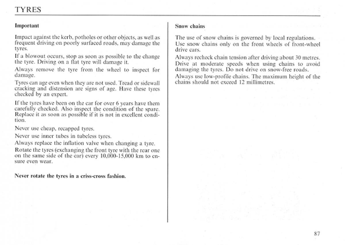 Lancia Delta I 1 owners manual / page 87