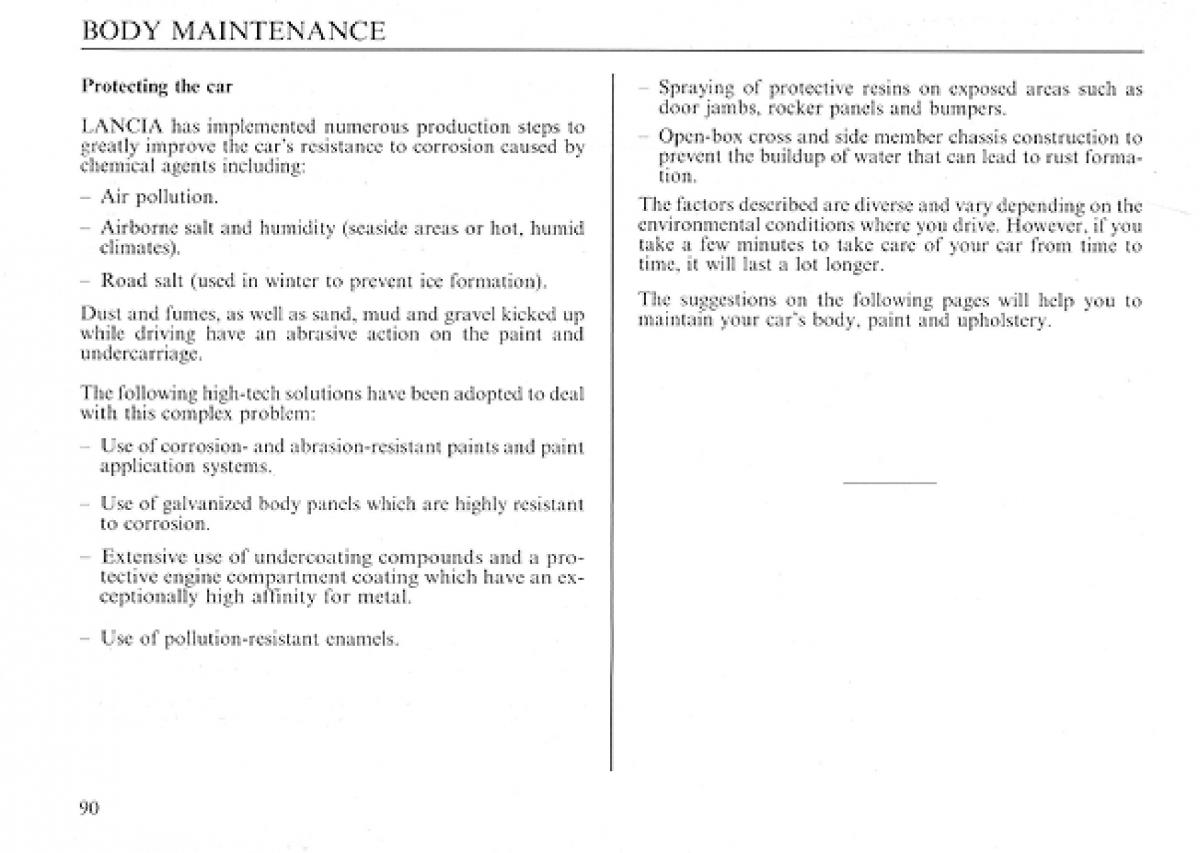 Lancia Delta I 1 owners manual / page 90