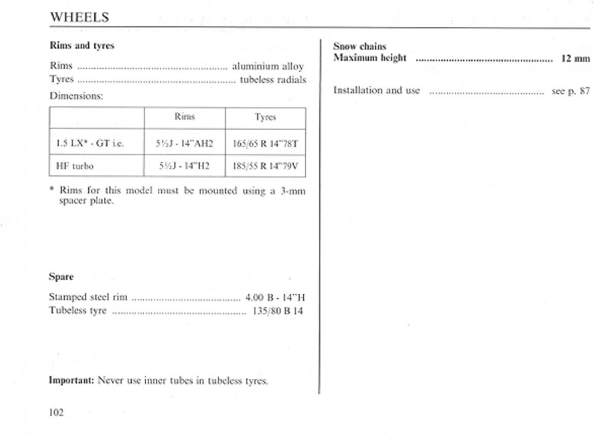 Lancia Delta I 1 owners manual / page 101