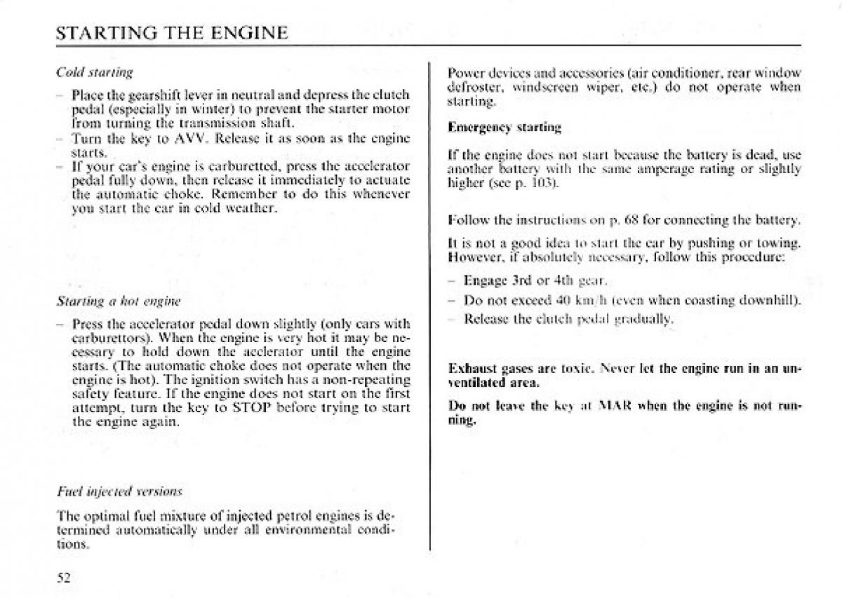 Lancia Delta I 1 owners manual / page 53