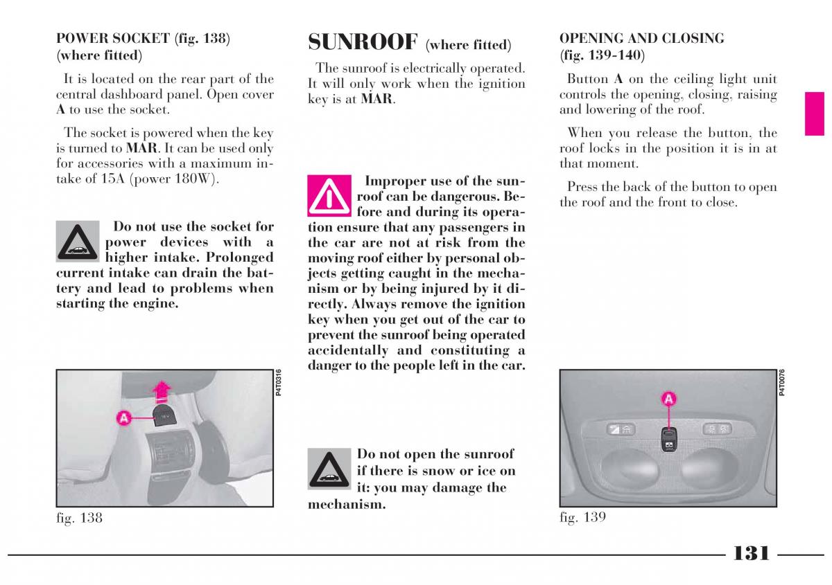 Lancia Lybra owners manual / page 132
