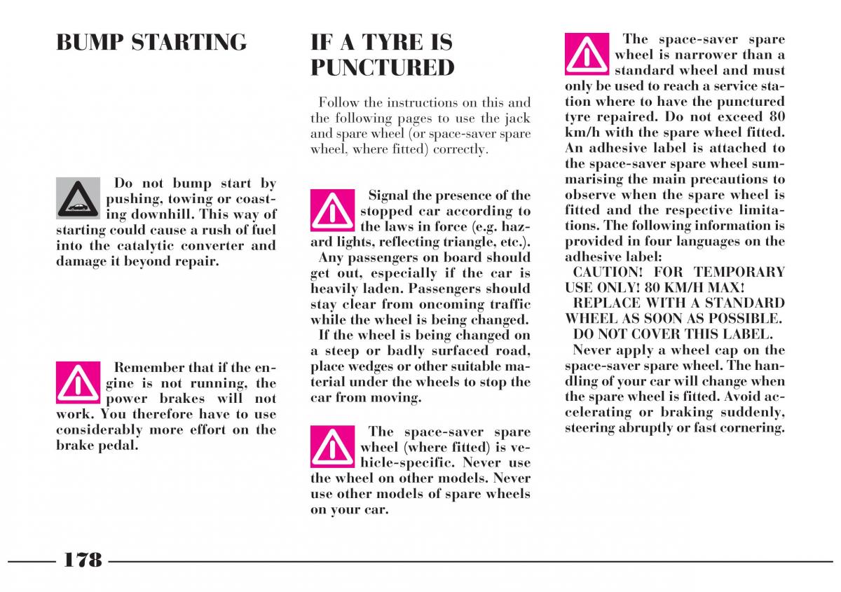 Lancia Lybra Lancia Lybra owners manual / page 179