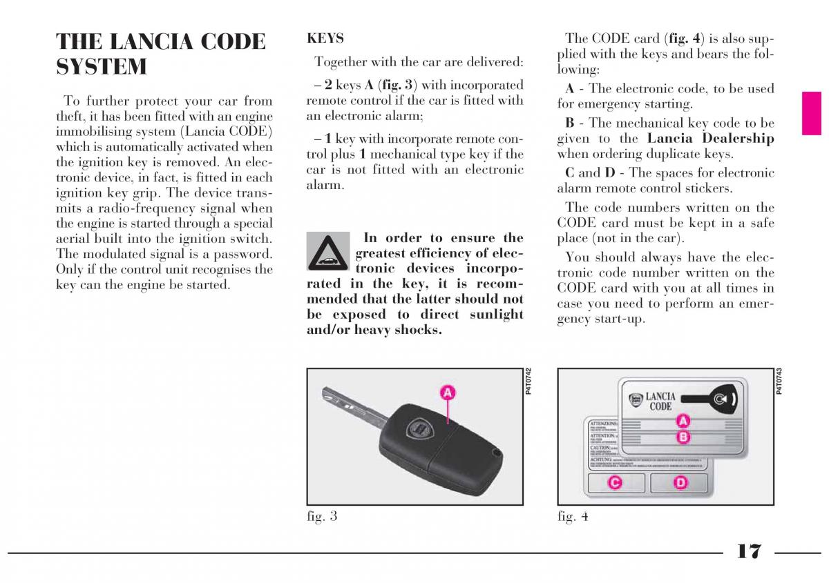 Lancia Lybra owners manual / page 18