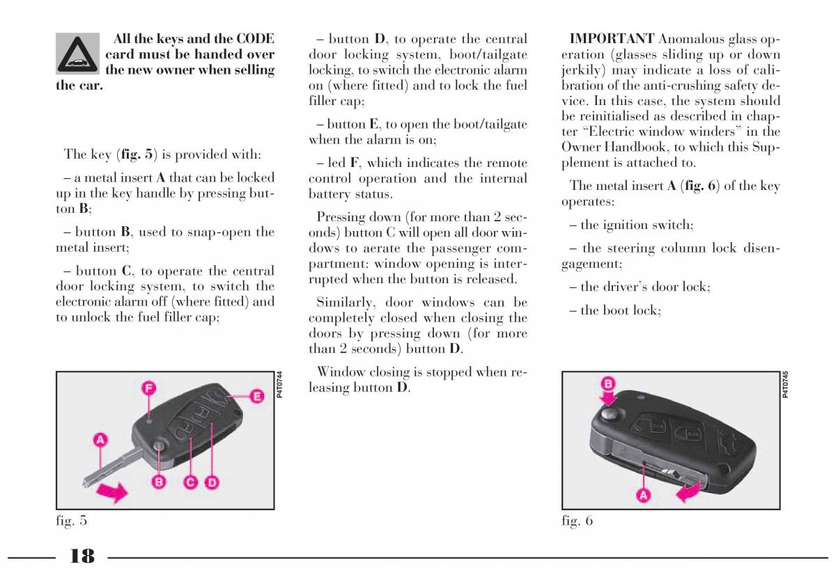 Lancia Lybra owners manual / page 19