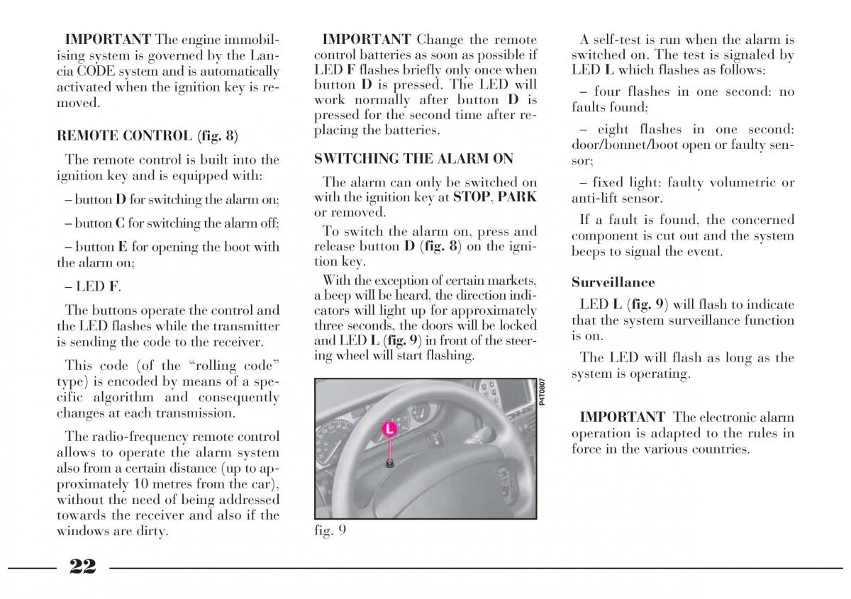 Lancia Lybra owners manual / page 23