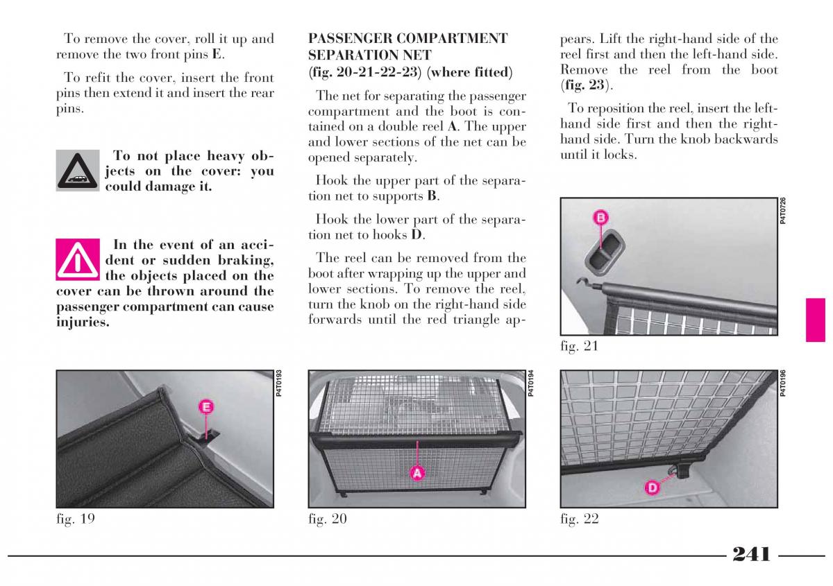  Lancia Lybra Lancia Lybra owners manual / page 242