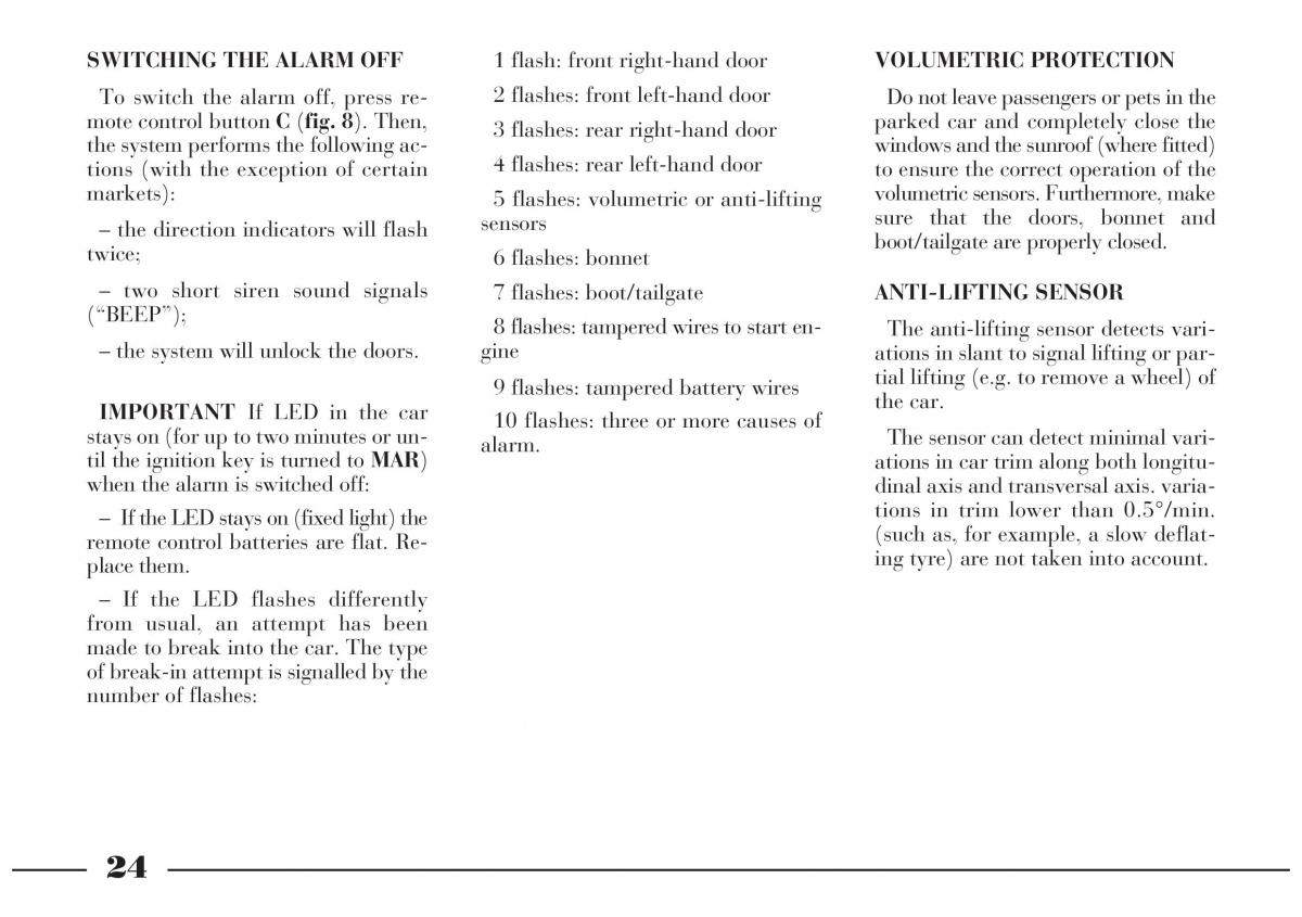 Lancia Lybra owners manual / page 25