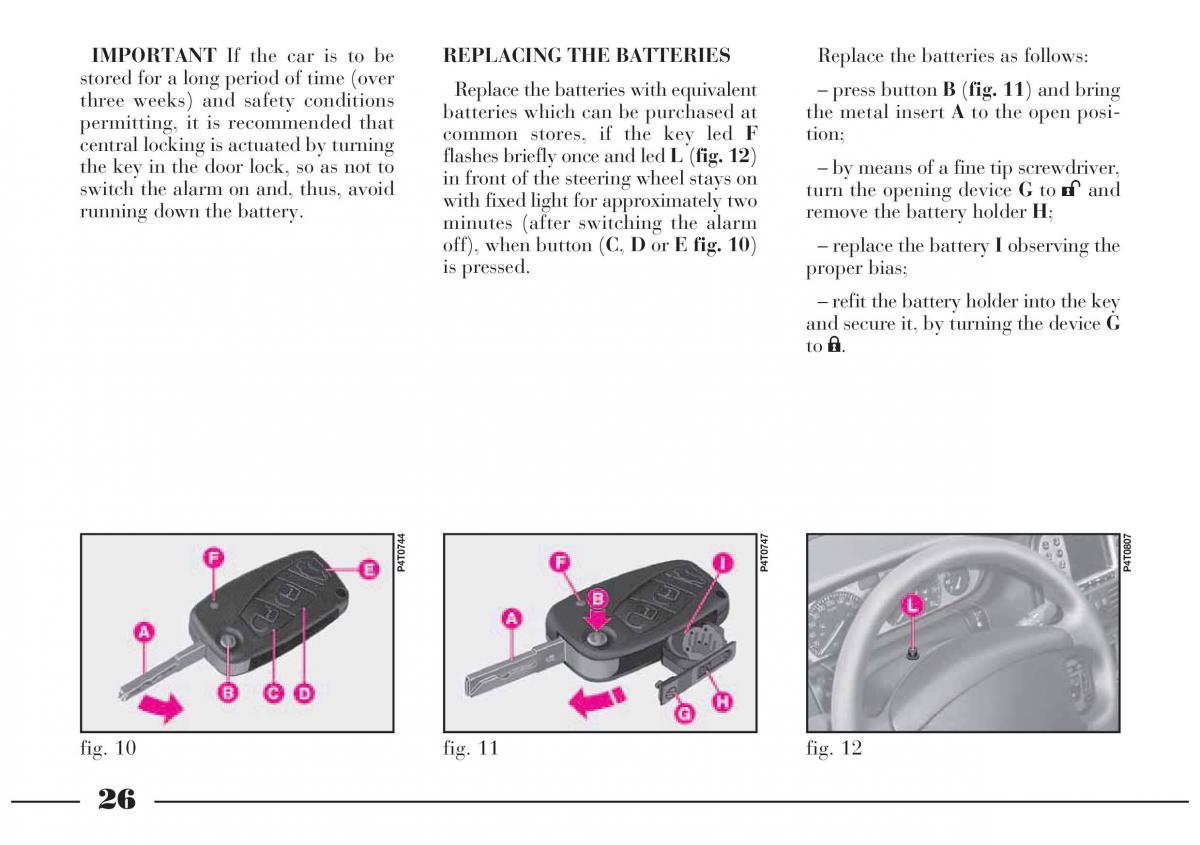 Lancia Lybra owners manual / page 27