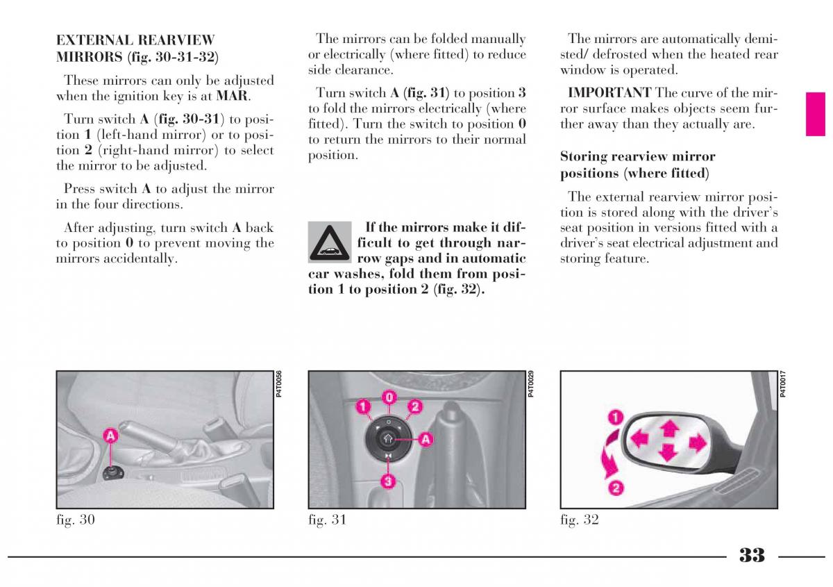 Lancia Lybra owners manual / page 34