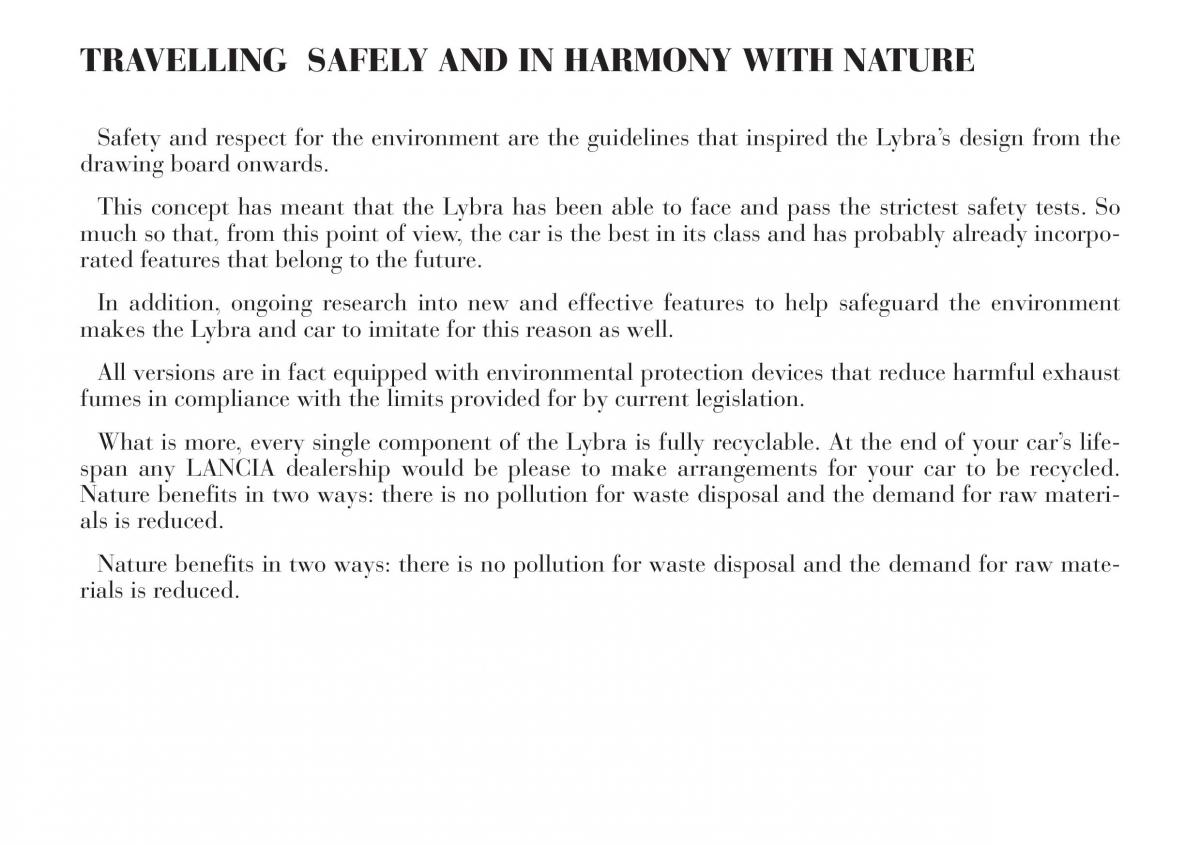Lancia Lybra owners manual / page 5