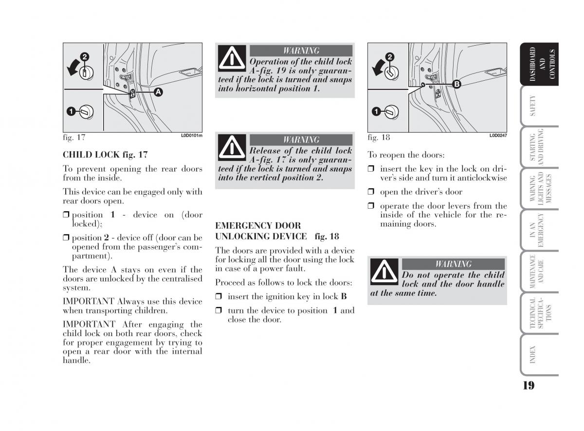 Lancia Musa owners manual / page 20