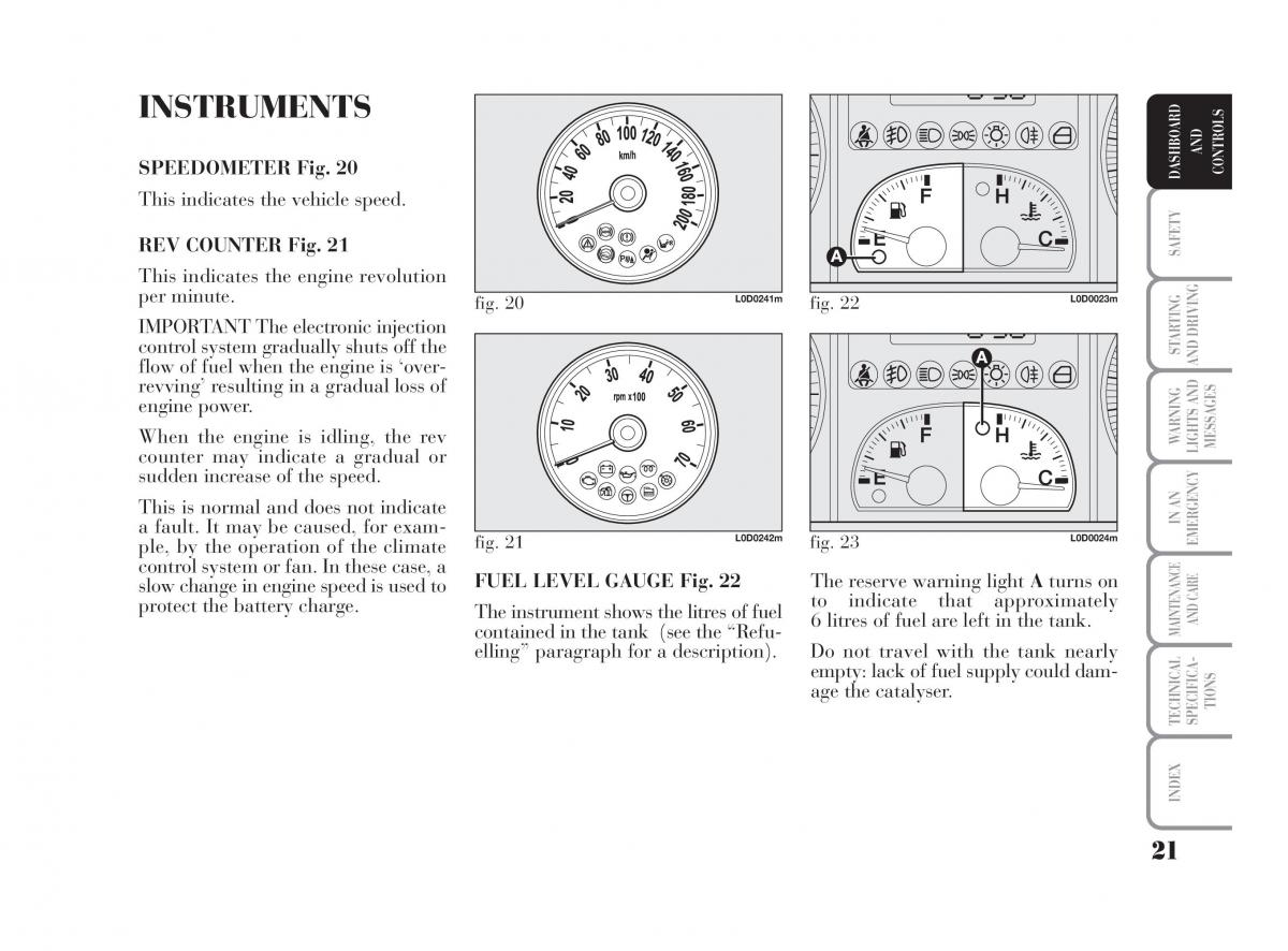 Lancia Musa owners manual / page 22