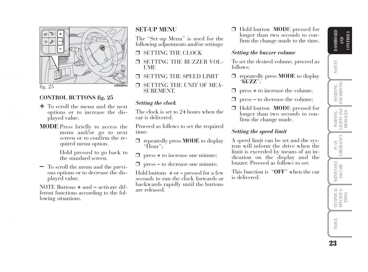 Lancia Musa owners manual / page 24