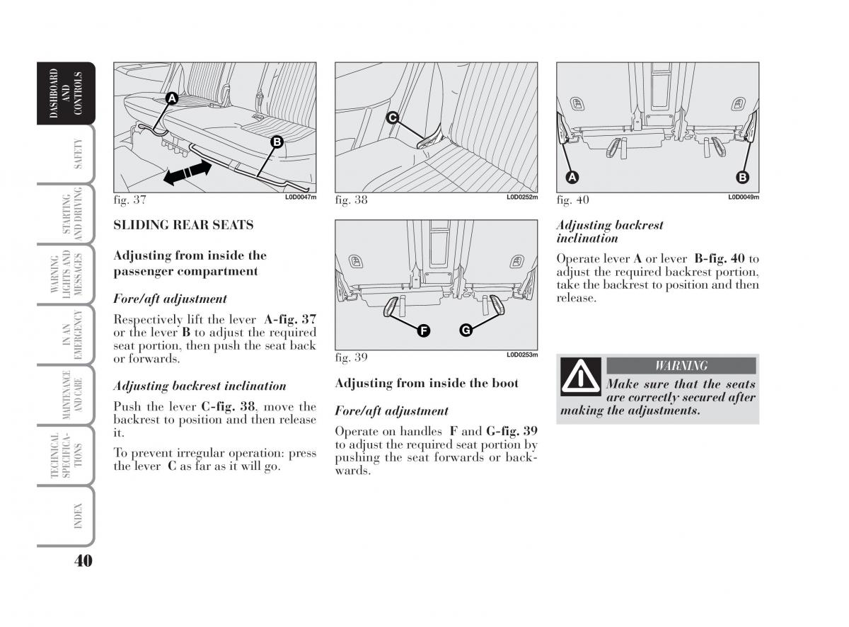 Lancia Musa owners manual / page 41