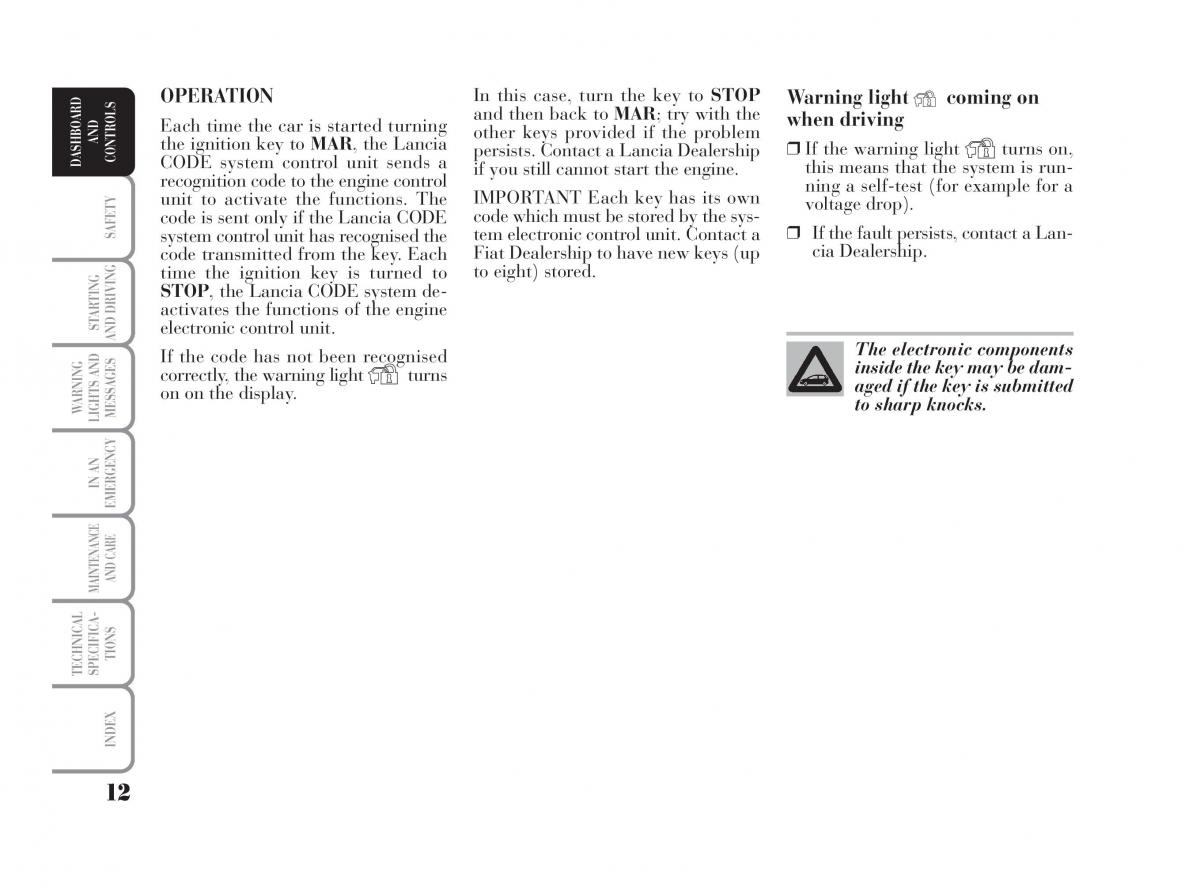 Lancia Musa owners manual / page 13