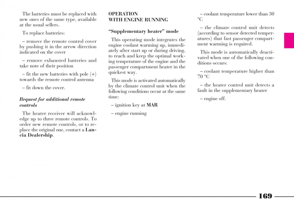 instrukcja obsługi Lancia Thesis Lancia Thesis owners manual / page 170