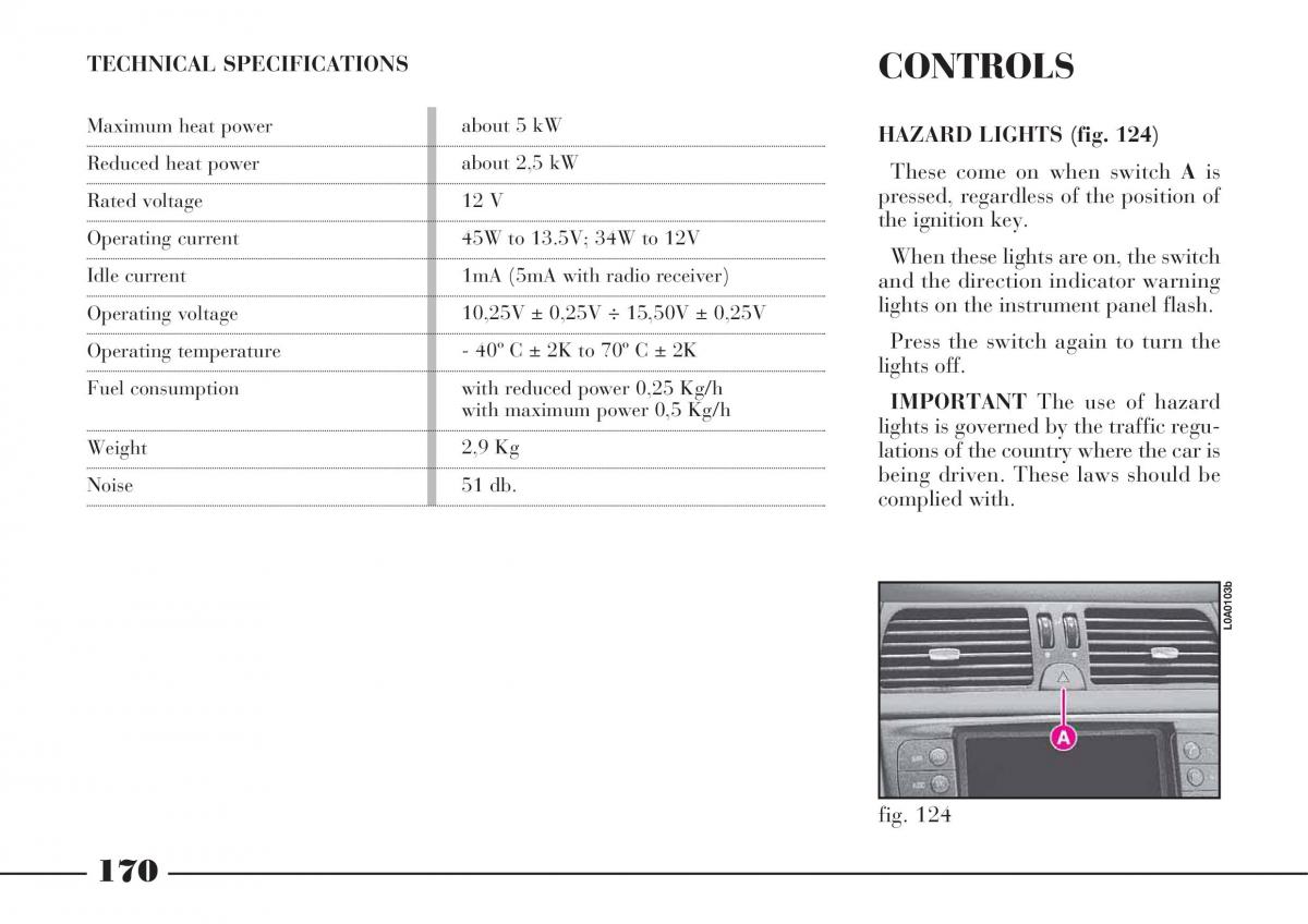 instrukcja obsługi Lancia Thesis Lancia Thesis owners manual / page 171