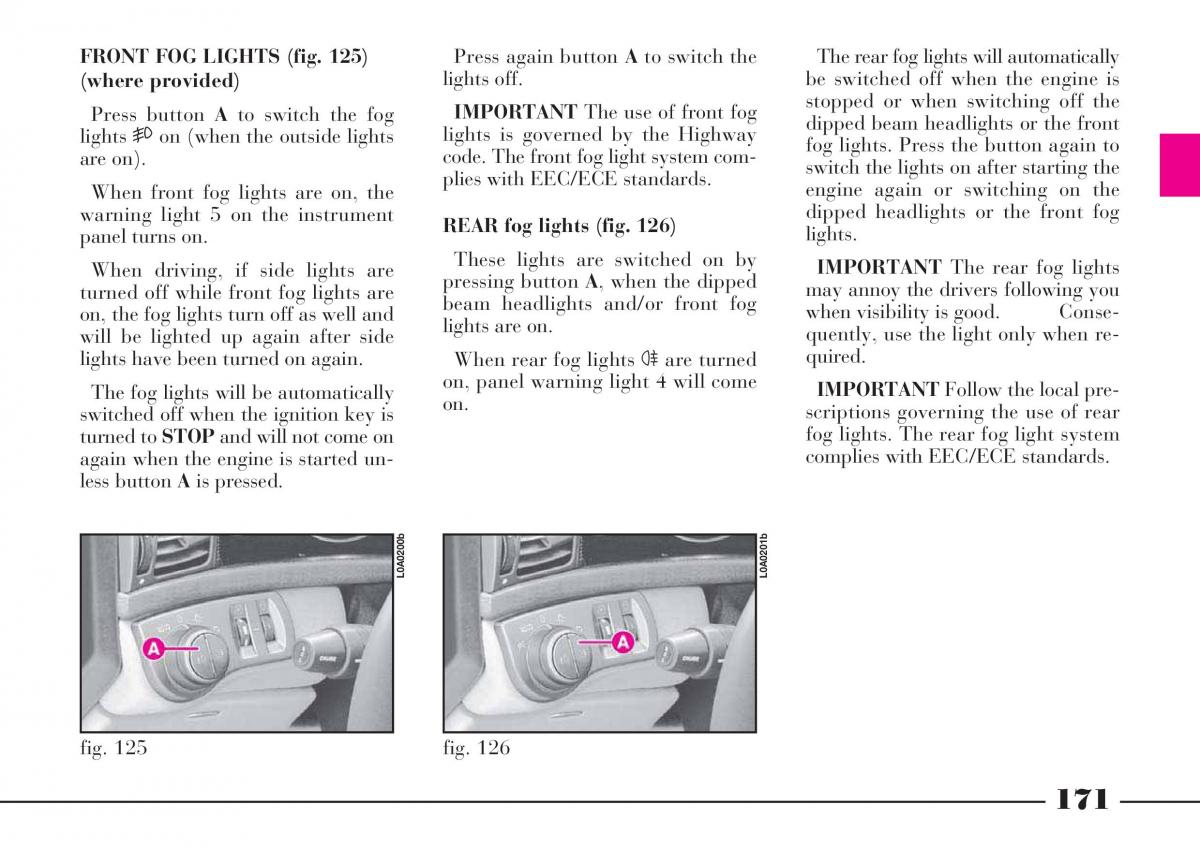 instrukcja obsługi Lancia Thesis Lancia Thesis owners manual / page 172