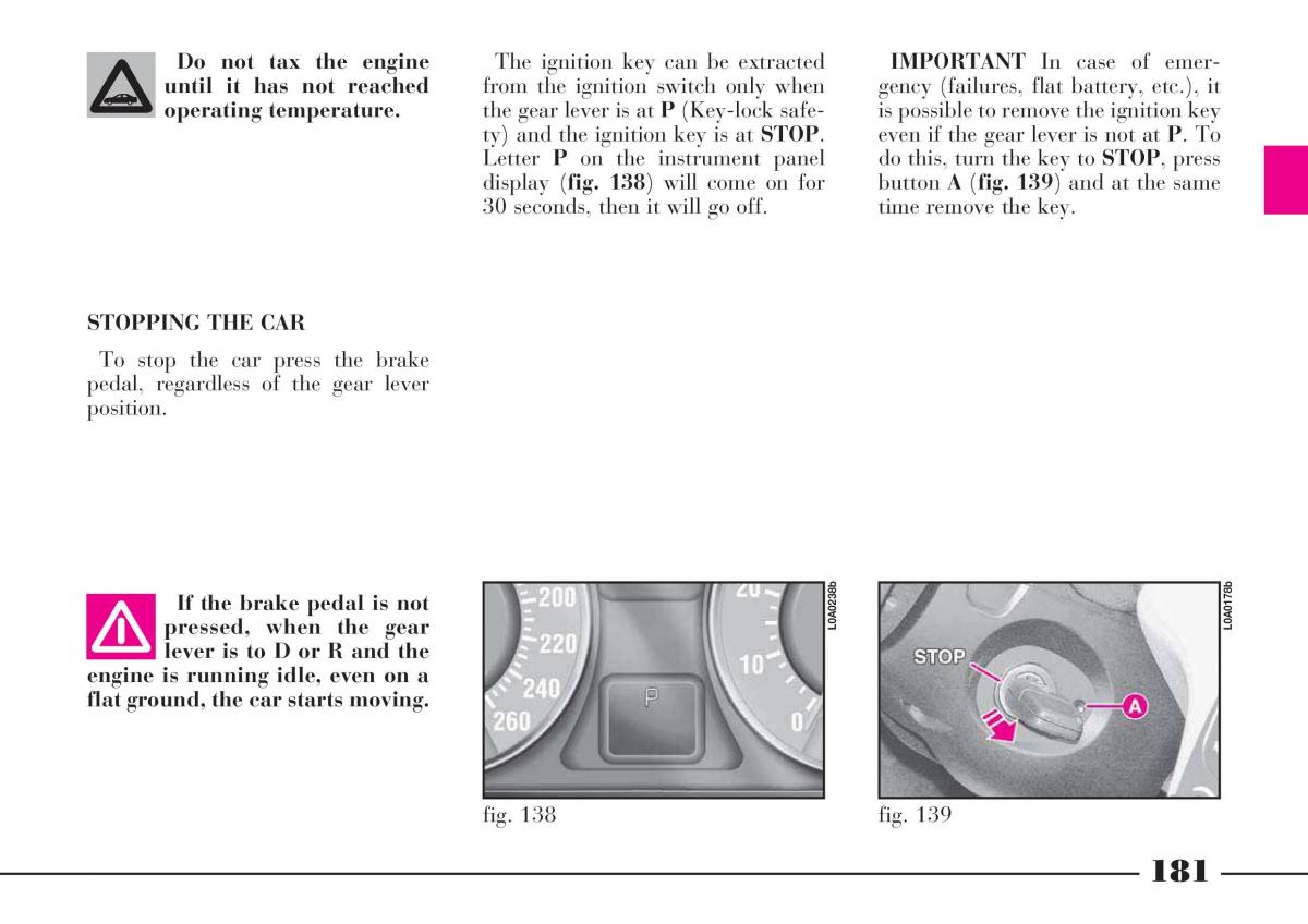 instrukcja obsługi Lancia Thesis Lancia Thesis owners manual / page 182