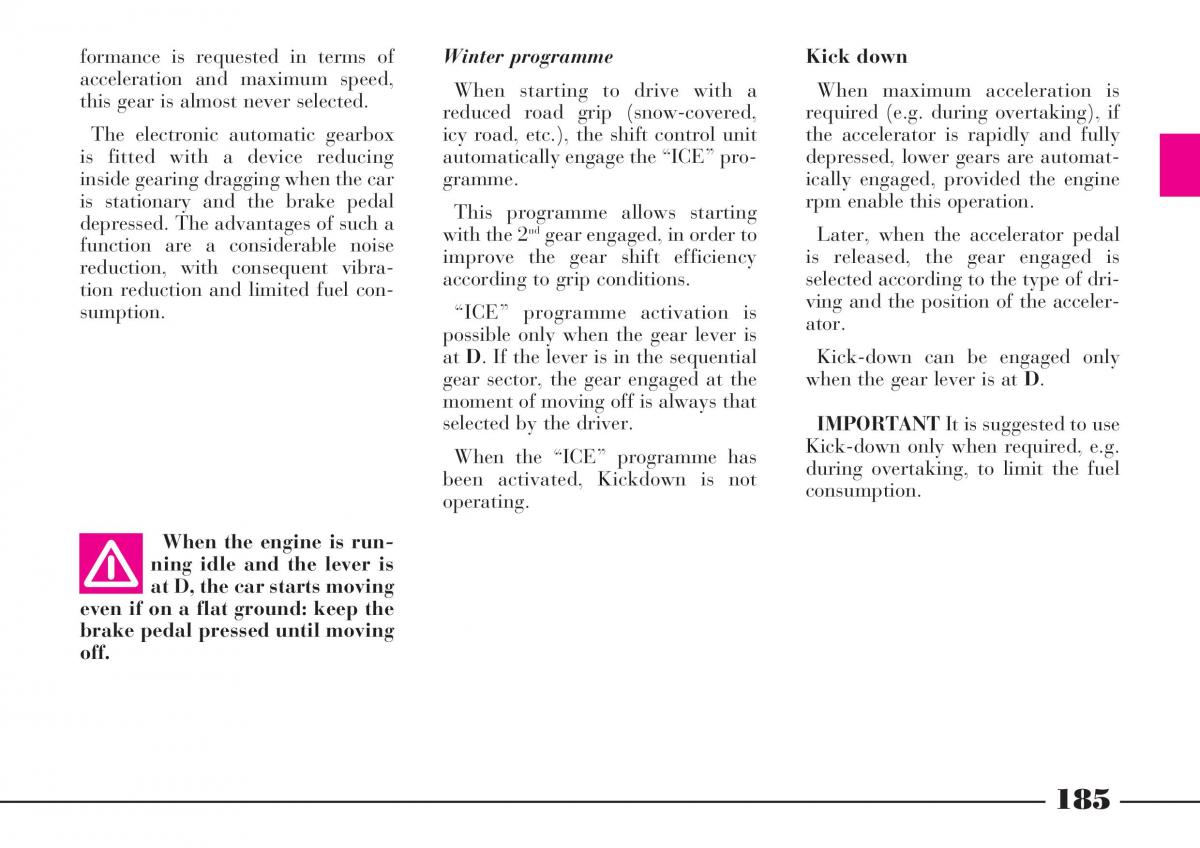 instrukcja obsługi Lancia Thesis Lancia Thesis owners manual / page 186