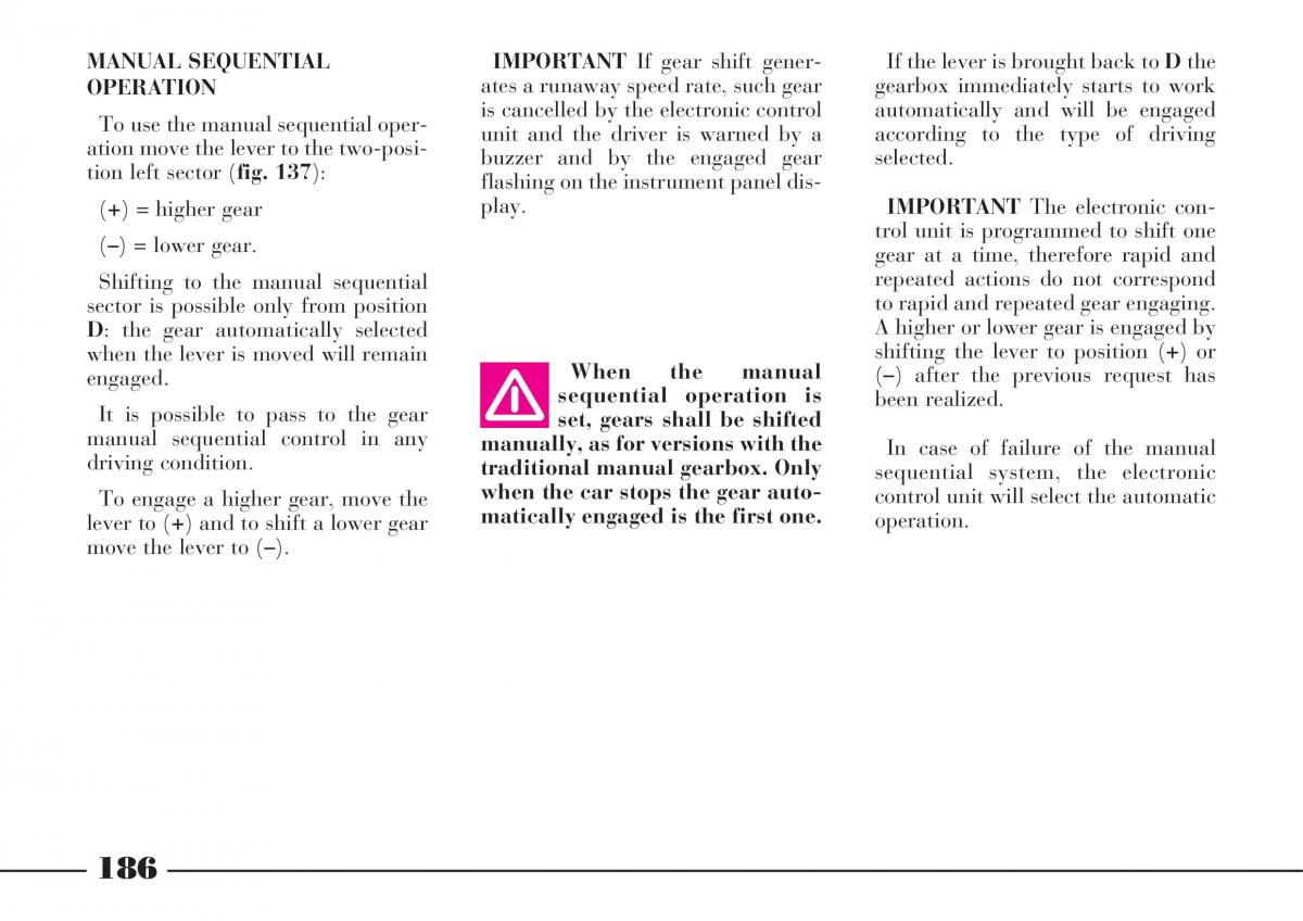 instrukcja obsługi Lancia Thesis Lancia Thesis owners manual / page 187
