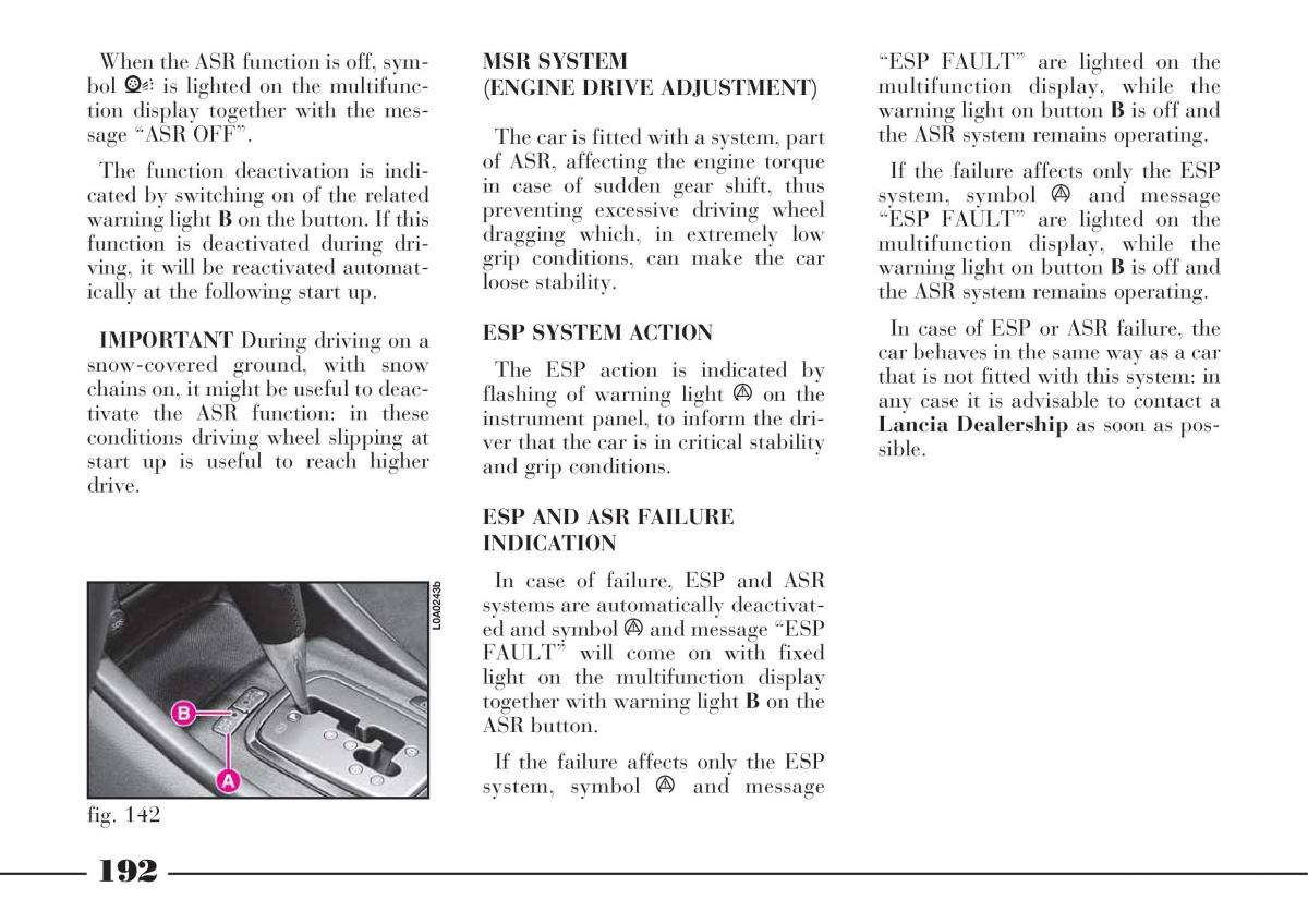 instrukcja obsługi Lancia Thesis Lancia Thesis owners manual / page 193