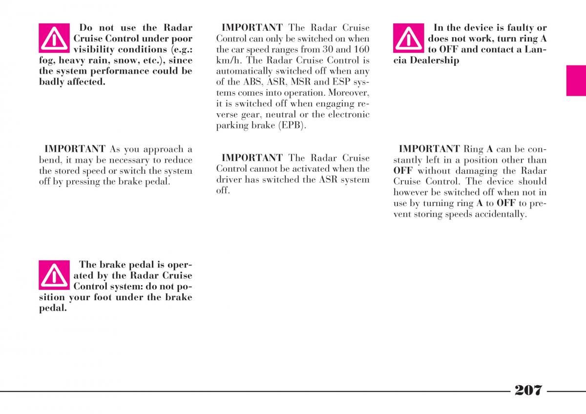 instrukcja obsługi Lancia Thesis Lancia Thesis owners manual / page 208