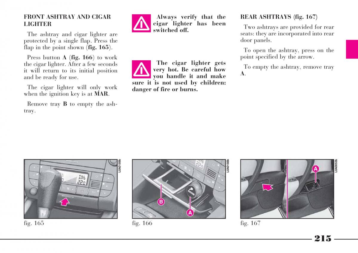instrukcja obsługi Lancia Thesis Lancia Thesis owners manual / page 216