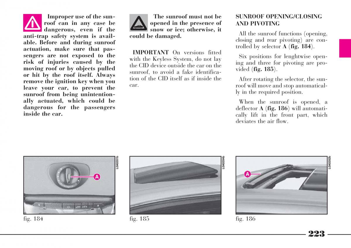 instrukcja obsługi Lancia Thesis Lancia Thesis owners manual / page 224