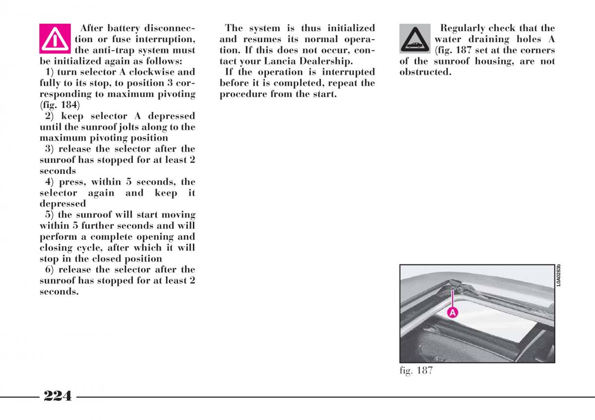 instrukcja obsługi Lancia Thesis Lancia Thesis owners manual / page 225