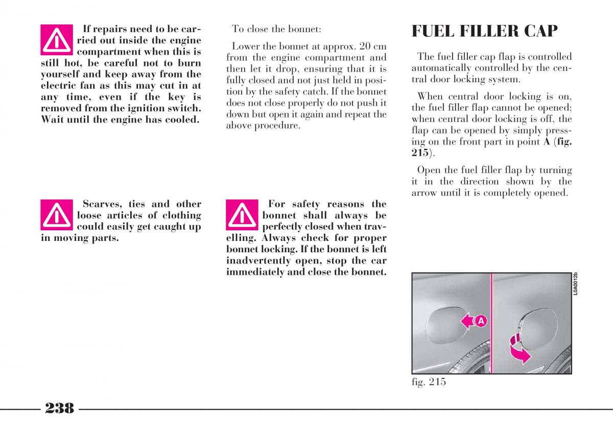instrukcja obsługi Lancia Thesis Lancia Thesis owners manual / page 239