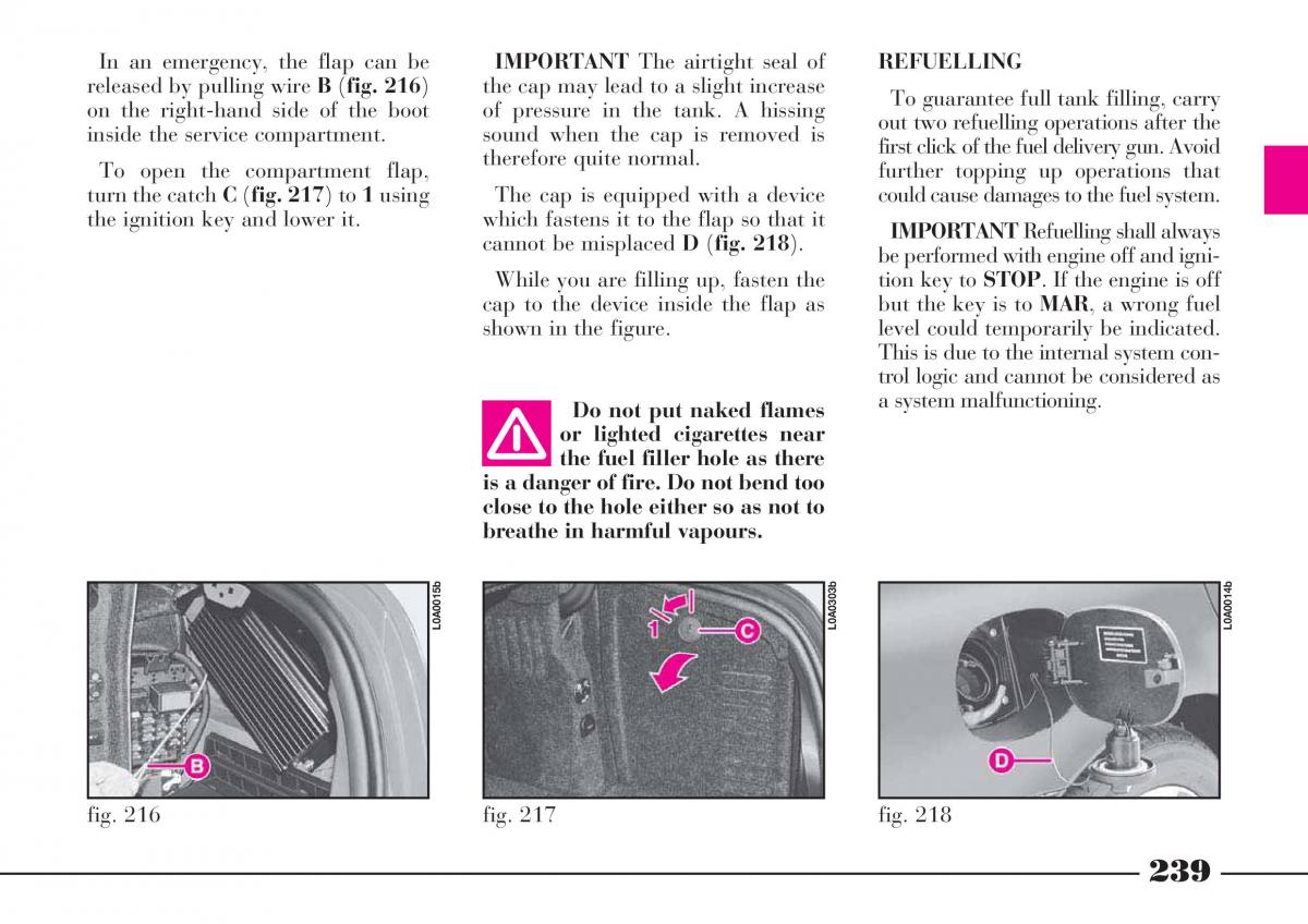 instrukcja obsługi Lancia Thesis Lancia Thesis owners manual / page 240