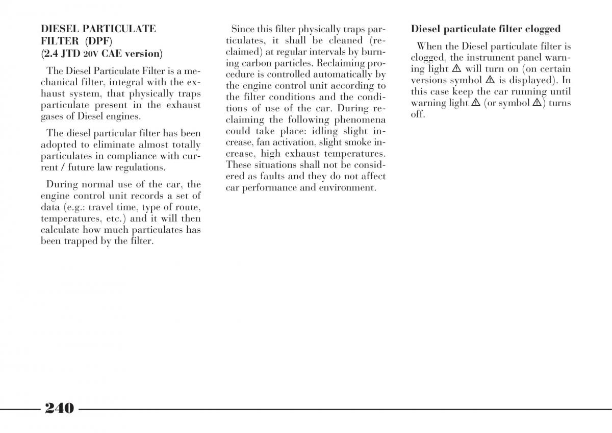 instrukcja obsługi Lancia Thesis Lancia Thesis owners manual / page 241