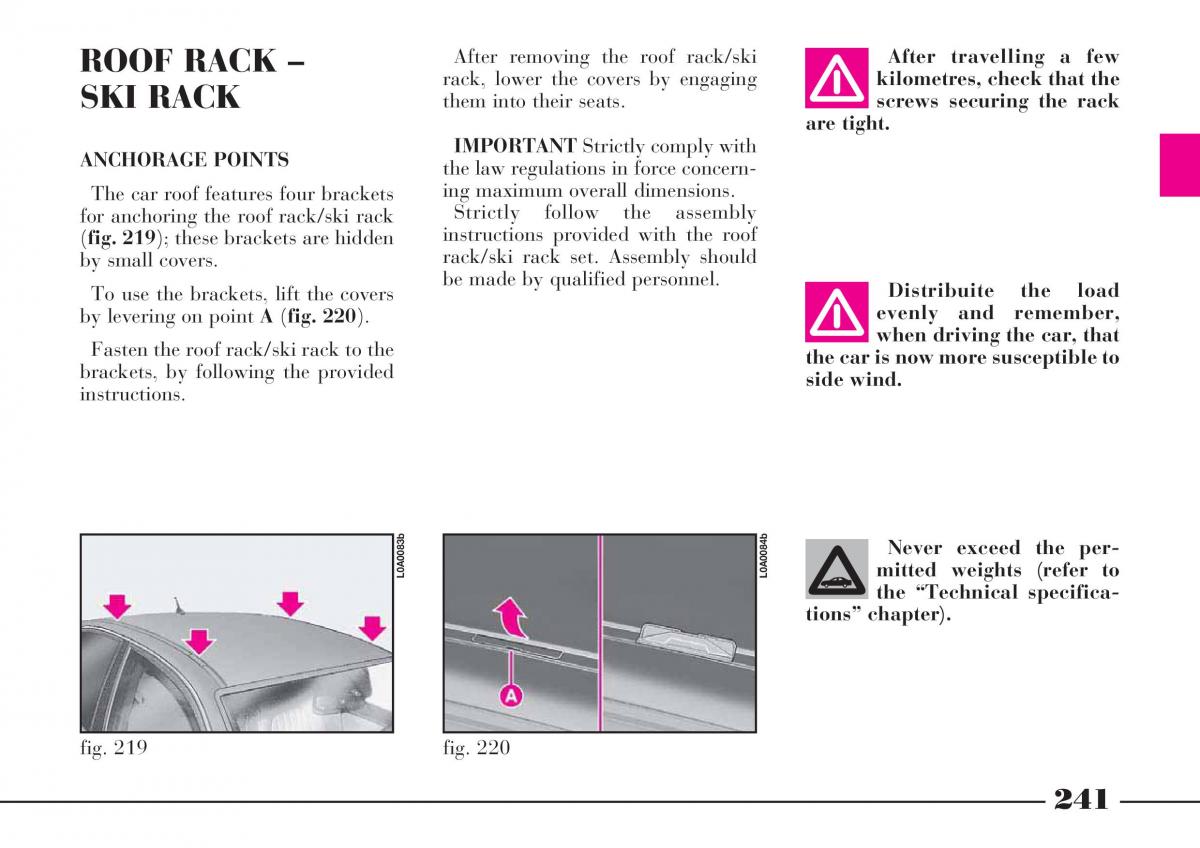 instrukcja obsługi Lancia Thesis Lancia Thesis owners manual / page 242