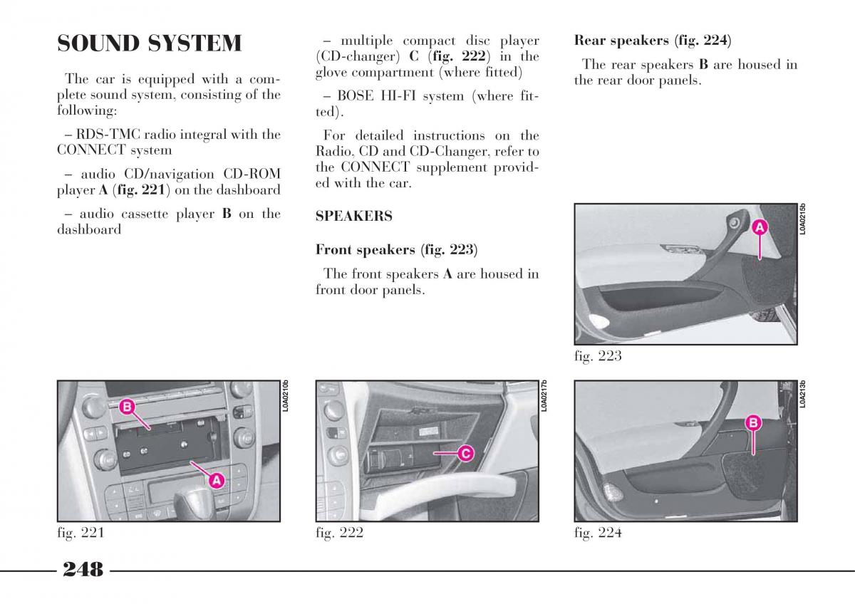 instrukcja obsługi Lancia Thesis Lancia Thesis owners manual / page 249