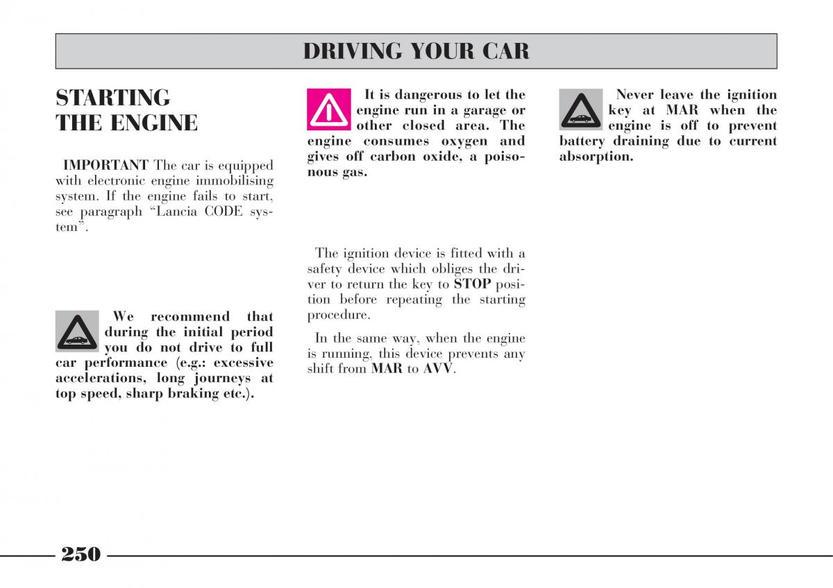 instrukcja obsługi Lancia Thesis Lancia Thesis owners manual / page 251